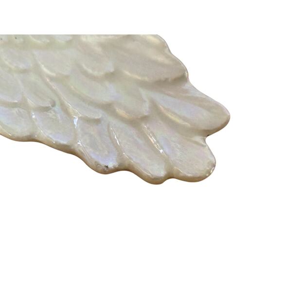 Vintage Iridescent Ceramic Angel Ornament, Outstretched Wings, Christmas 5.75" - Picture 12 of 14